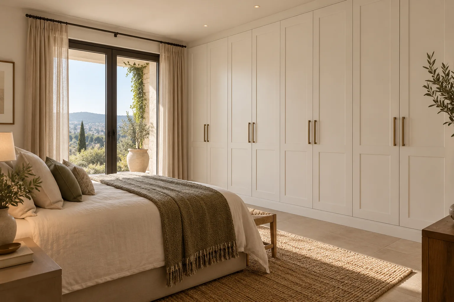 Inspiración: armario empotrado shaker en dormitorio elegante