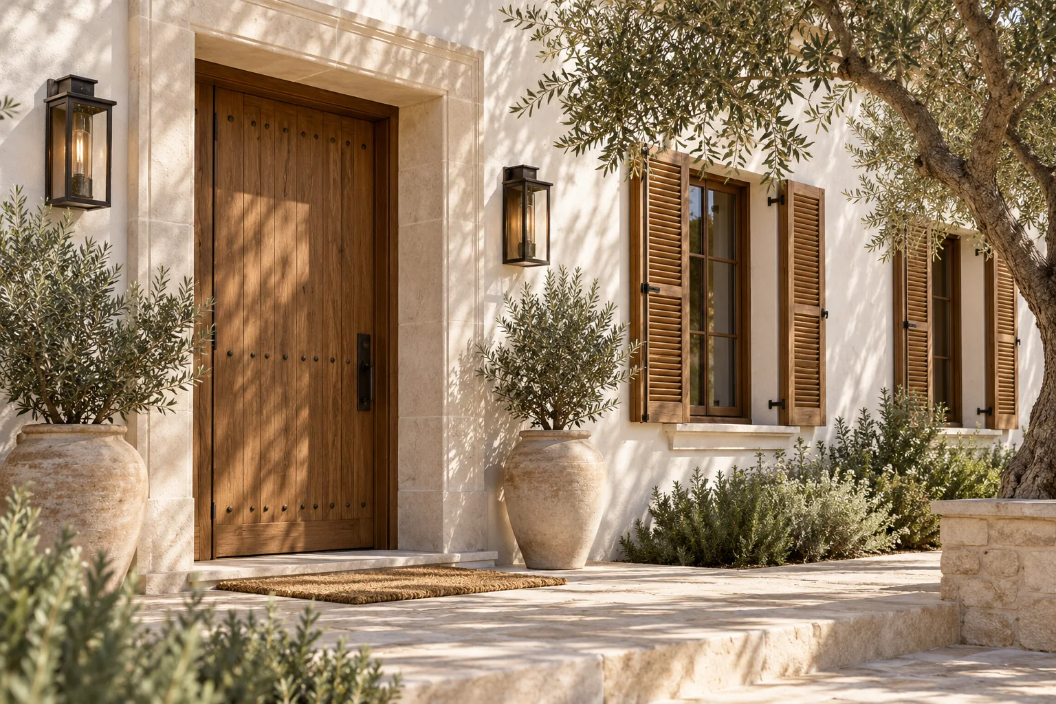 Inspiración: puerta y contraventanas de madera natural