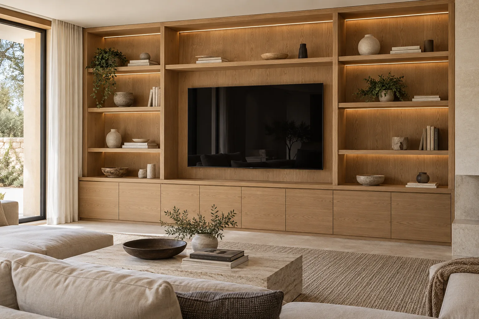 Inspiración: mueble de roble y estanterías integradas