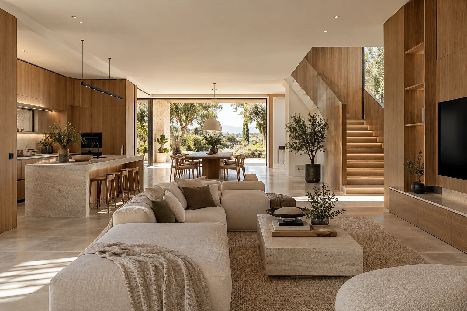 Inspiración: casa abierta de roble y luz