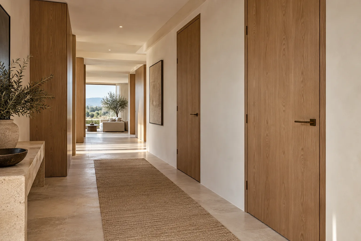Inspiración: puertas de roble en pasillo elegante