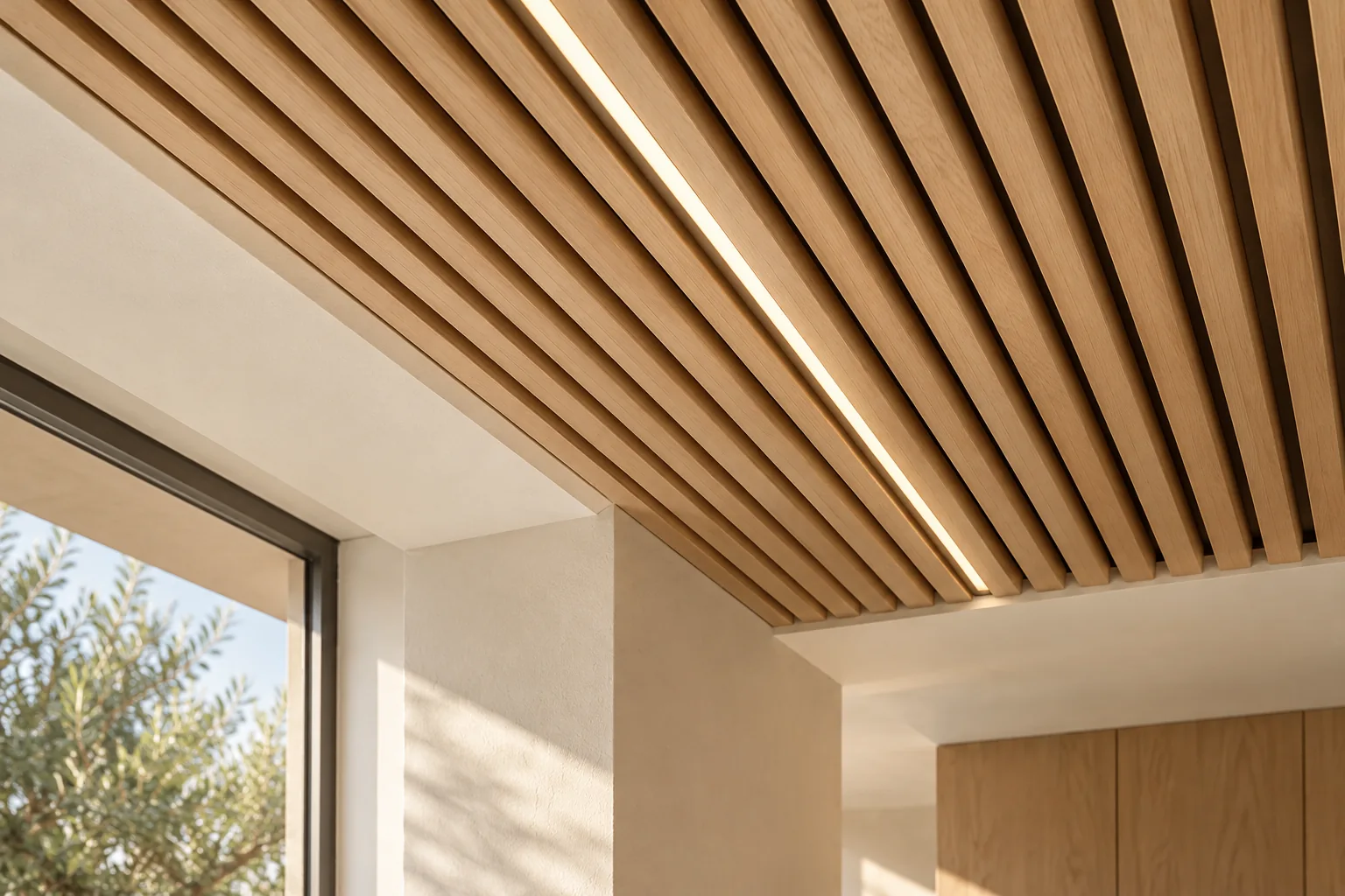 Inspiración: techo de roble con luz integrada