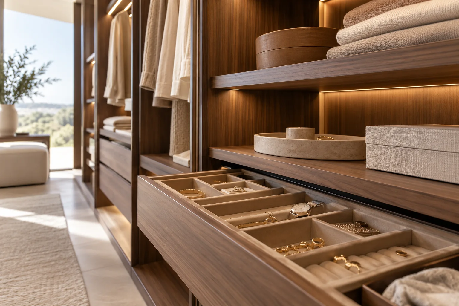 Inspiración: detalle artesanal de vestidor en nogal