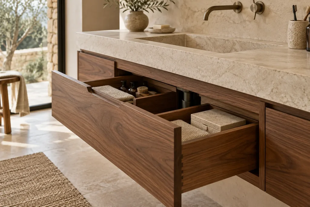 Inspiración: mueble lavabo suspendido de nogal