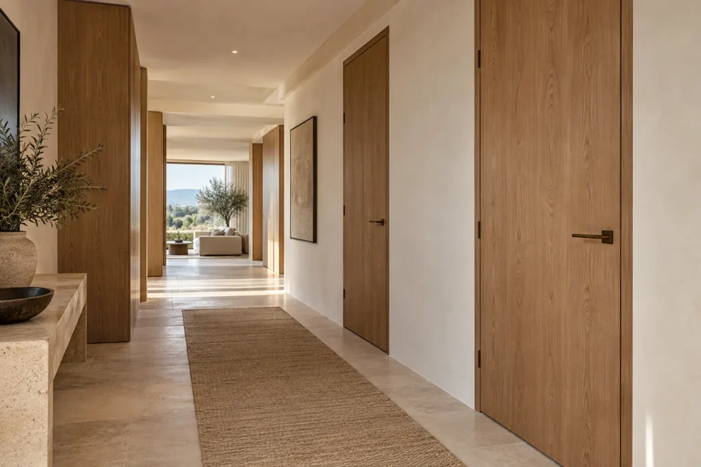 Inspiración: puertas de roble en pasillo elegante