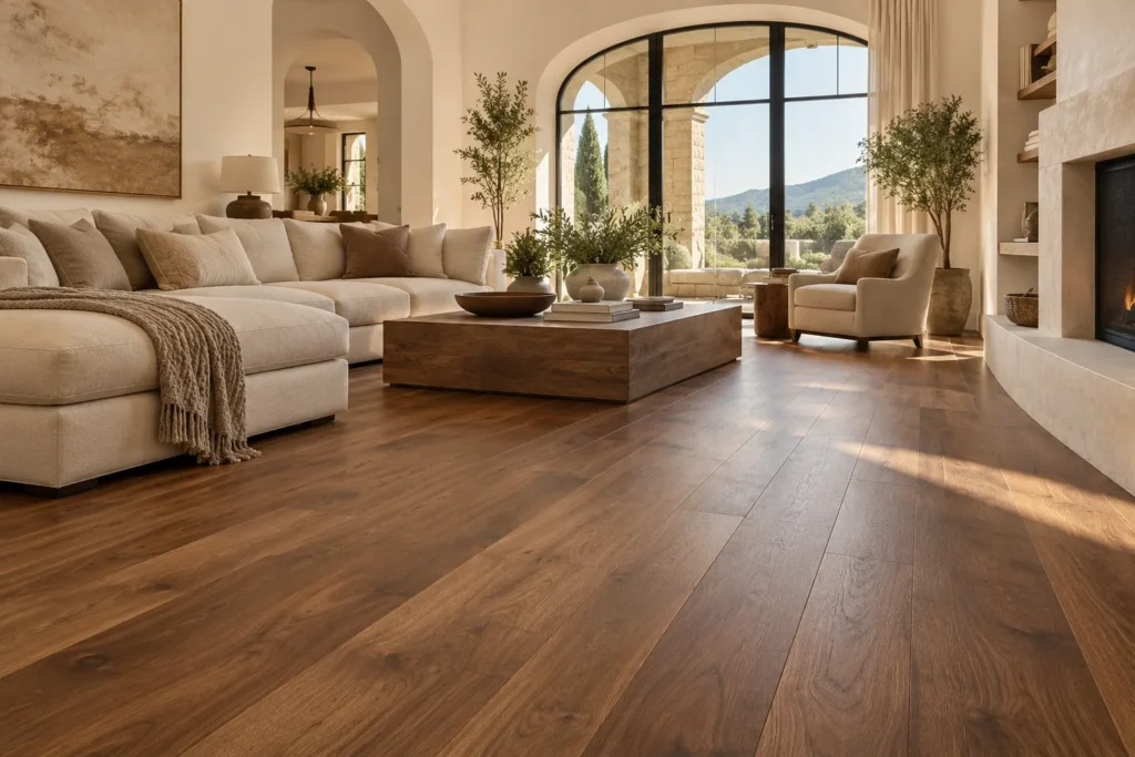 Inspiración: elegancia cálida con suelo de nogal