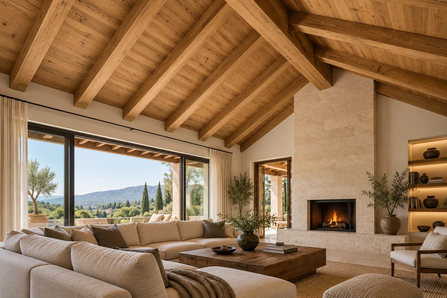 Inspiración: techo de roble con vigas vistas