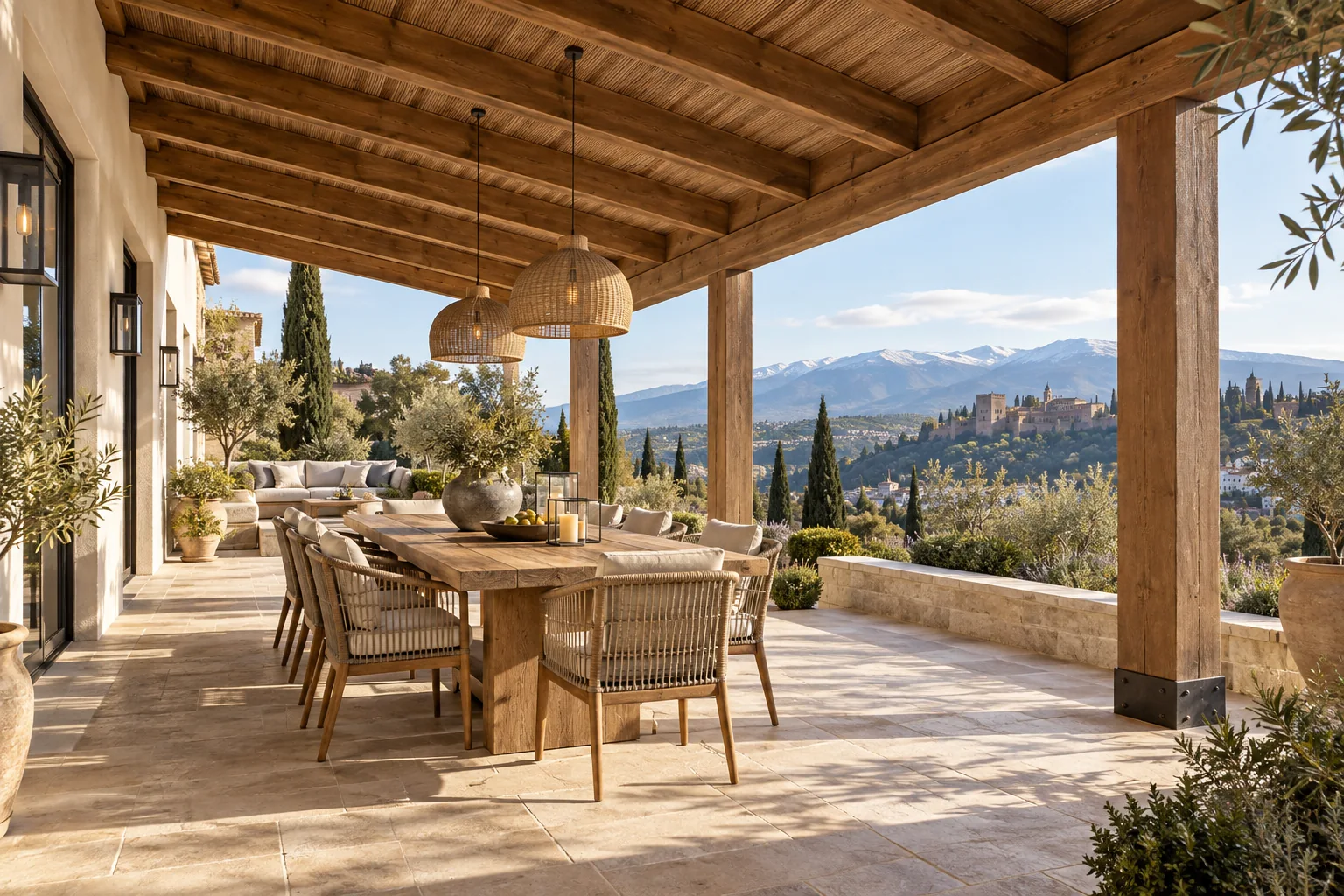 Inspiración: pérgola de madera con vistas granadinas