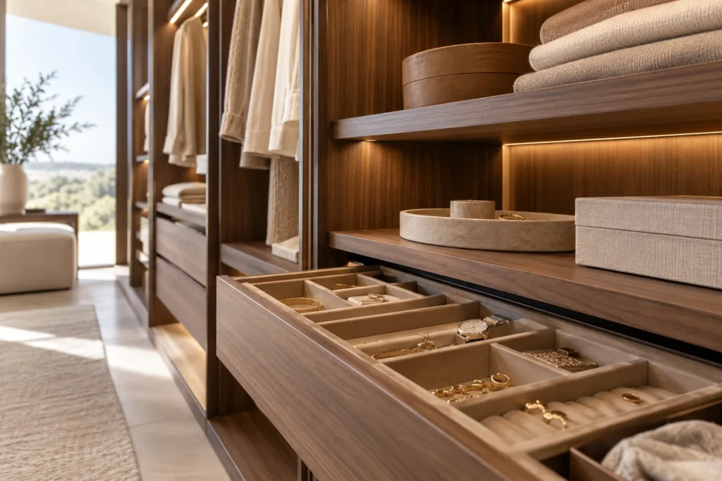 Inspiración: detalle artesanal de vestidor en nogal