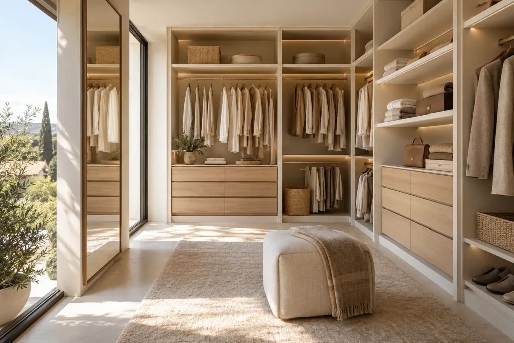 Inspiración: vestidor luminoso de marfil y roble